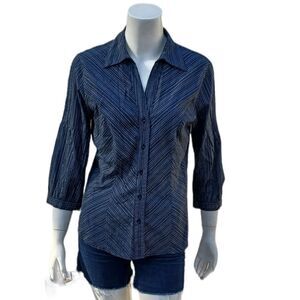 610233.....Worthington Black Fitted 3/4 Sleeve Top Size Medium